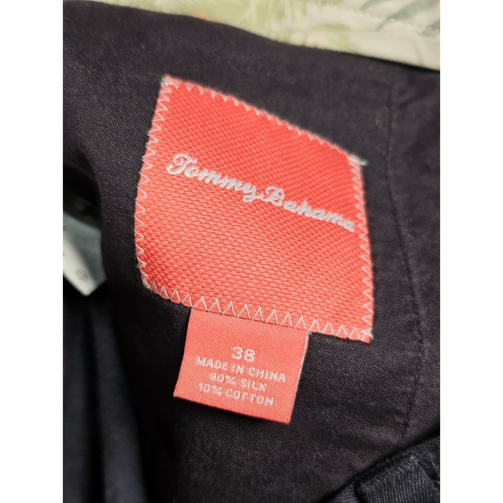 Tommy Bahama Mens 38 Silk Cotton Pleated Dress Shorts Navy Marlin Logo 9" - Picture 3 of 8